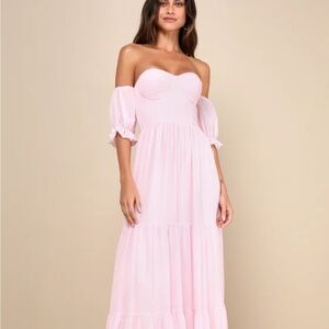 Lulu's Light Pink Off-Shoulder Maxi Dress